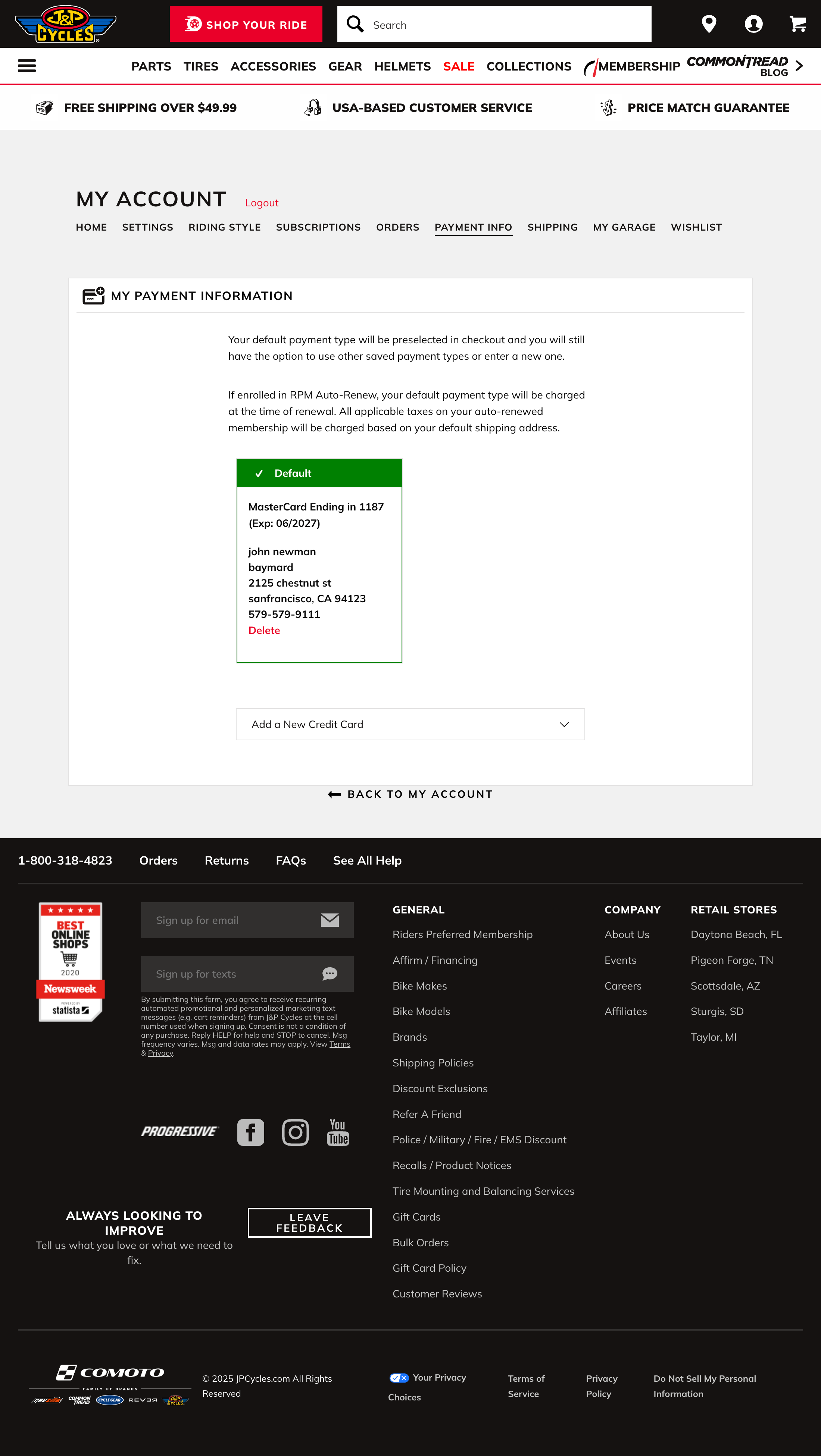 Desktop screenshot of J&P Cycles