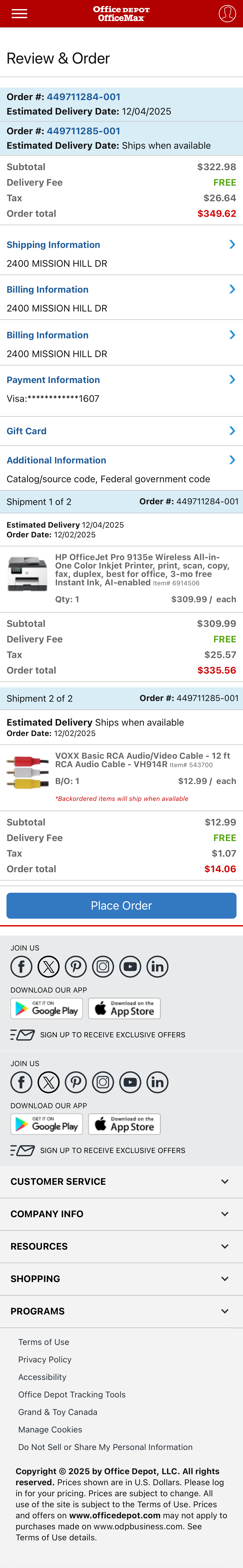Mobile screenshot of Office Depot