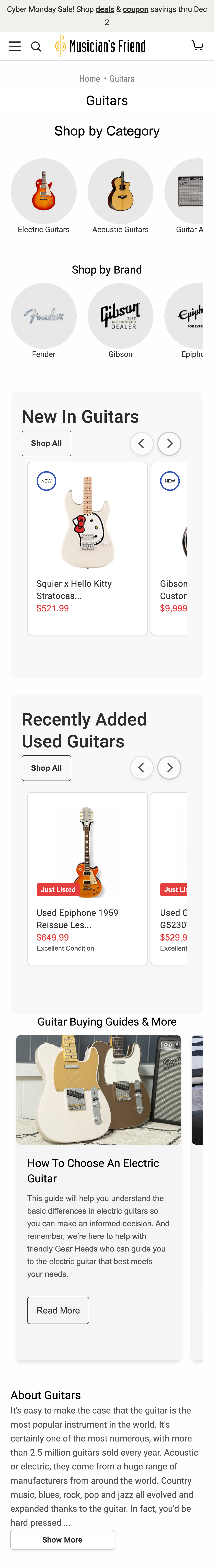 Mobile screenshot of Musician’s Friend