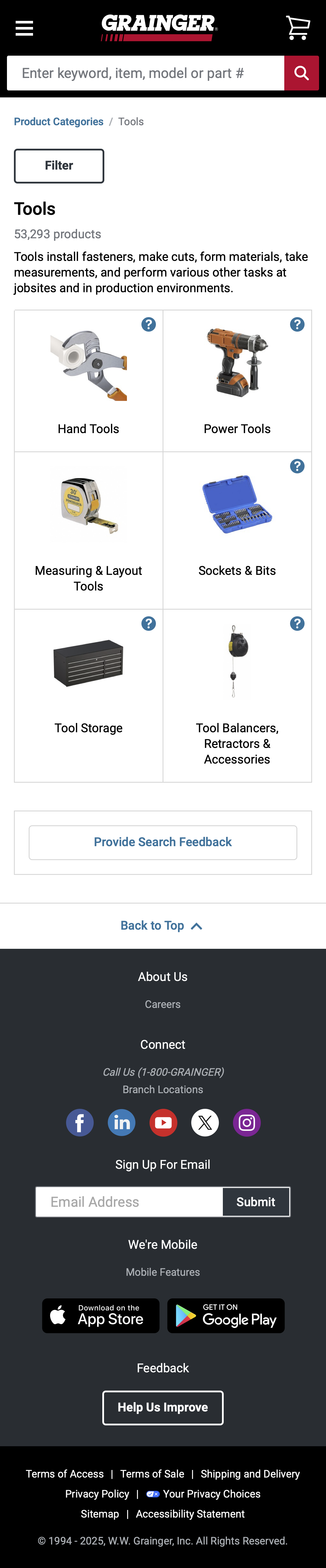 Mobile screenshot of Grainger