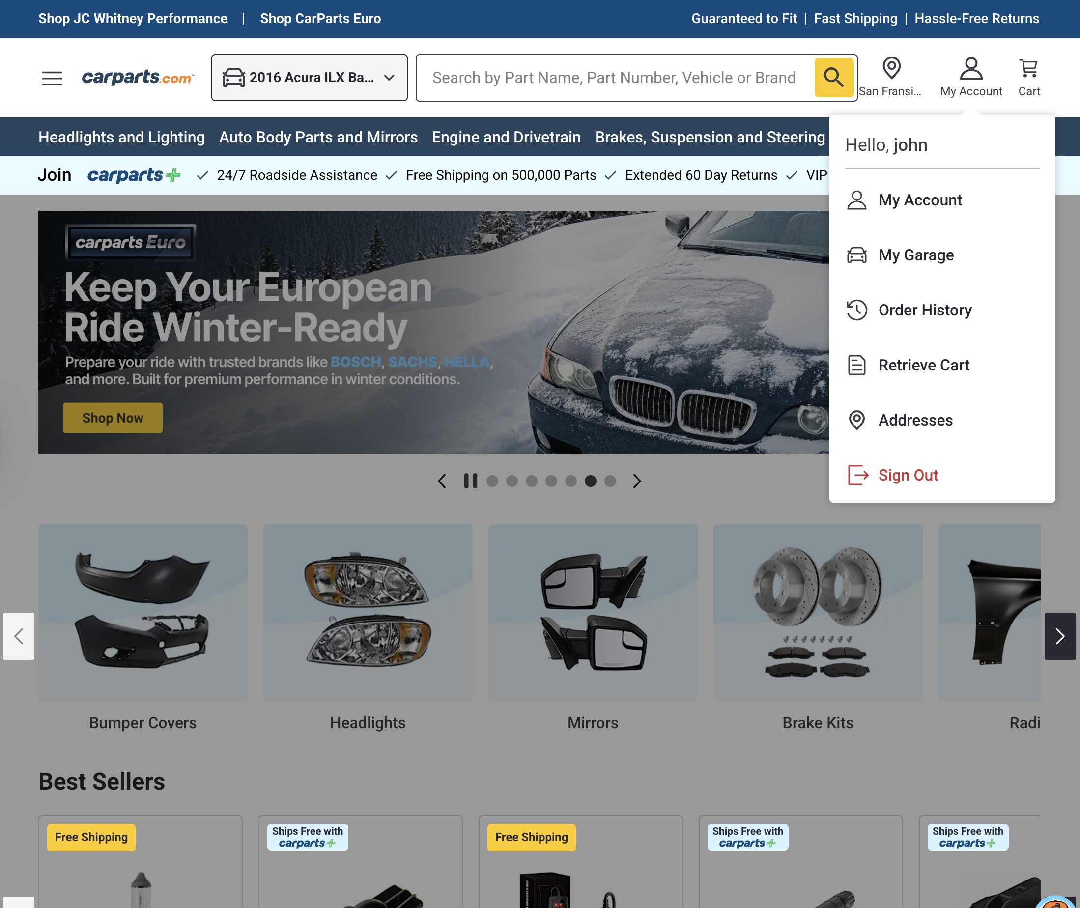 Desktop screenshot of CarParts.com