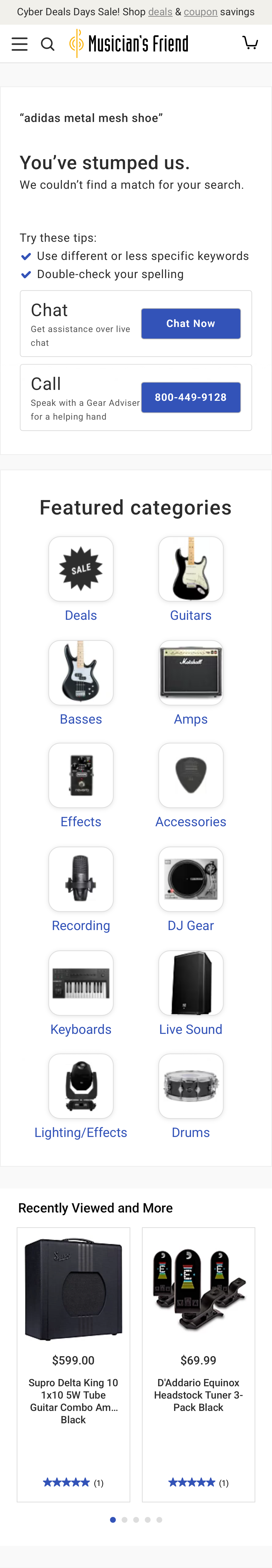 Mobile screenshot of Musician’s Friend