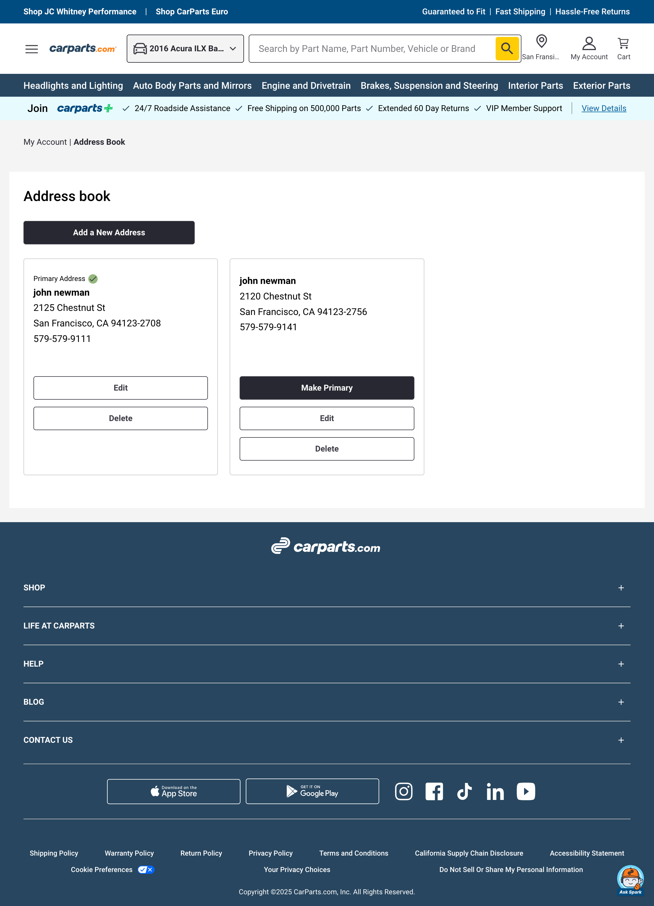 Desktop screenshot of CarParts.com