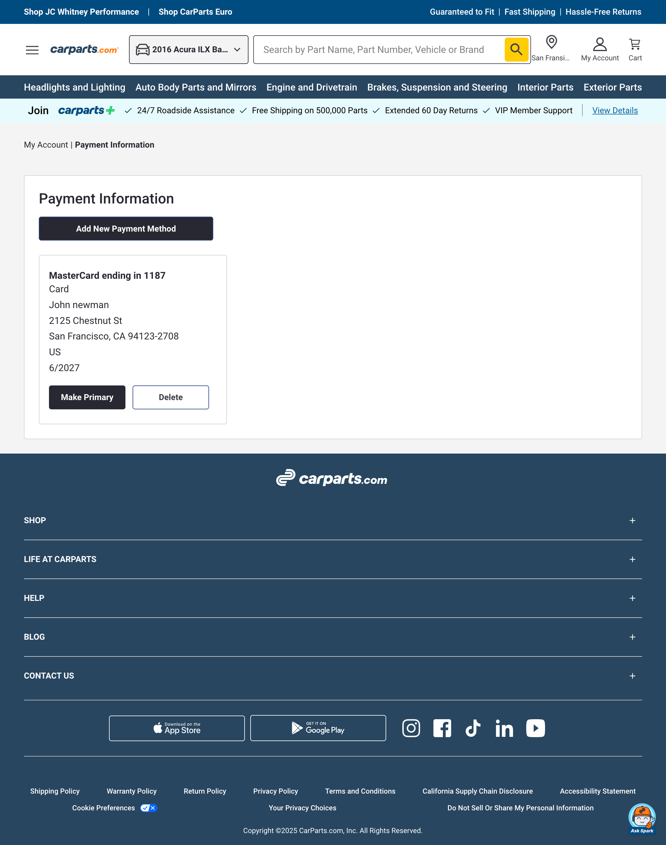 Desktop screenshot of CarParts.com