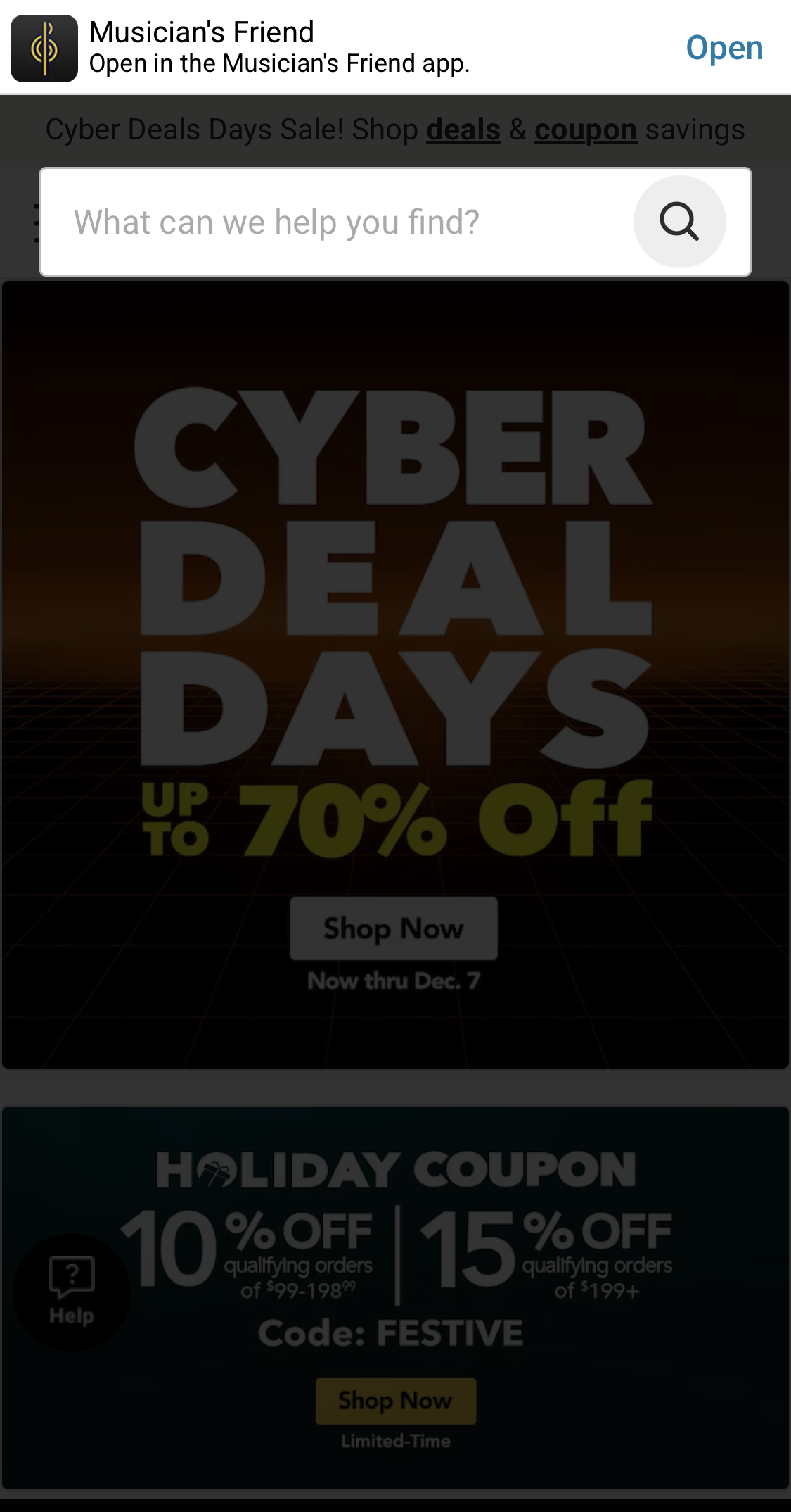 Mobile screenshot of Musician’s Friend