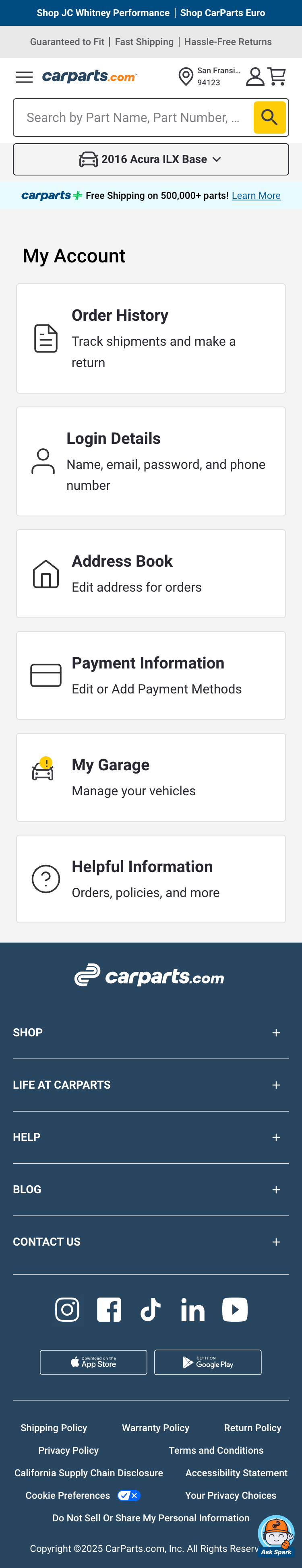 Mobile screenshot of CarParts.com