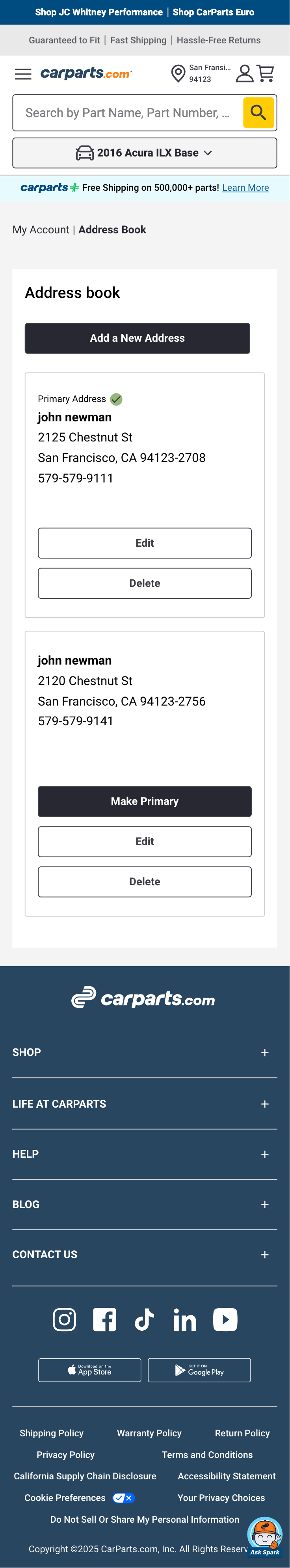 Mobile screenshot of CarParts.com