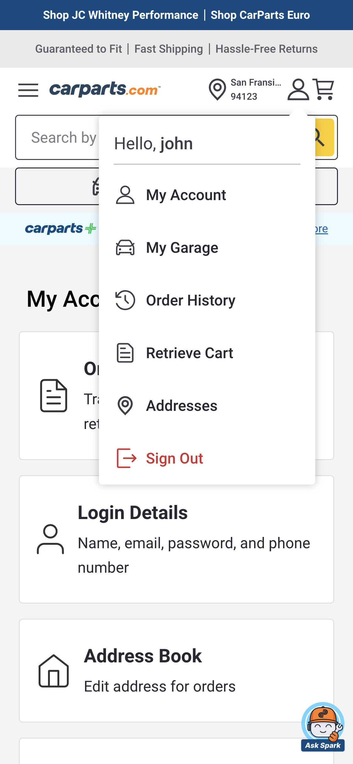 Mobile screenshot of CarParts.com