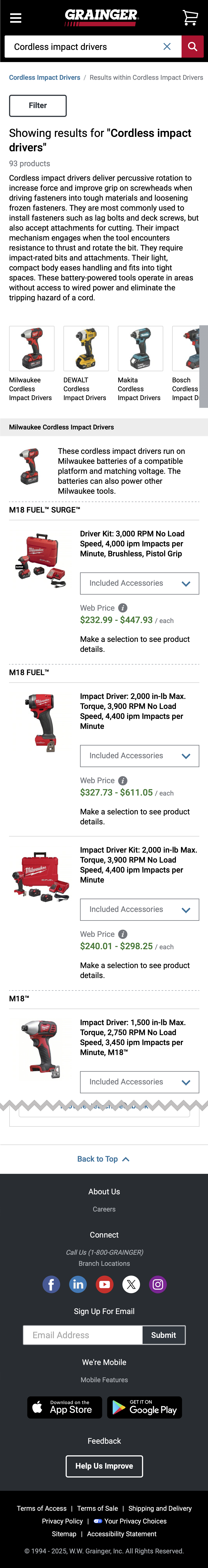 Mobile screenshot of Grainger