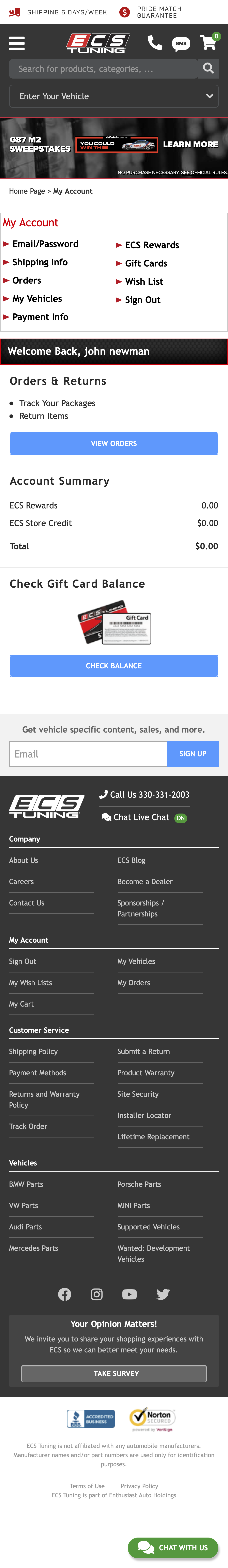 Mobile screenshot of ECS Tuning