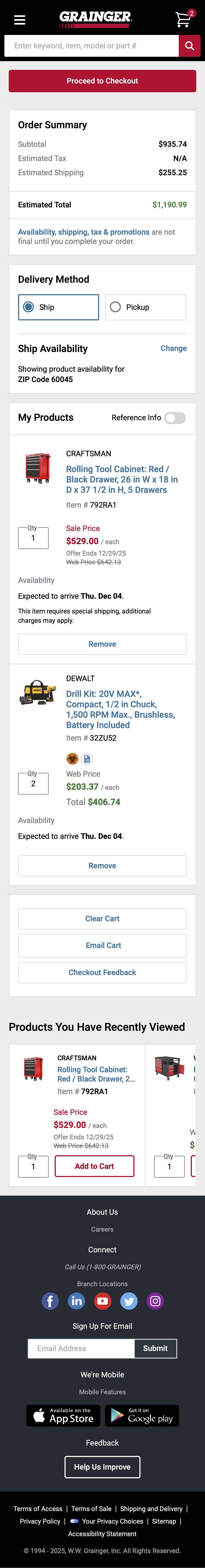 Mobile screenshot of Grainger