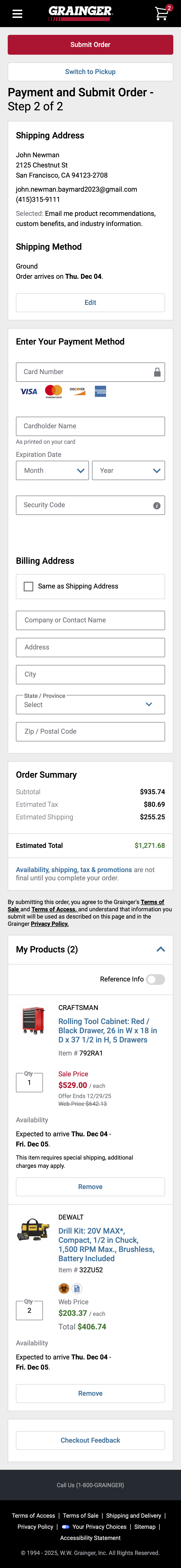 Mobile screenshot of Grainger