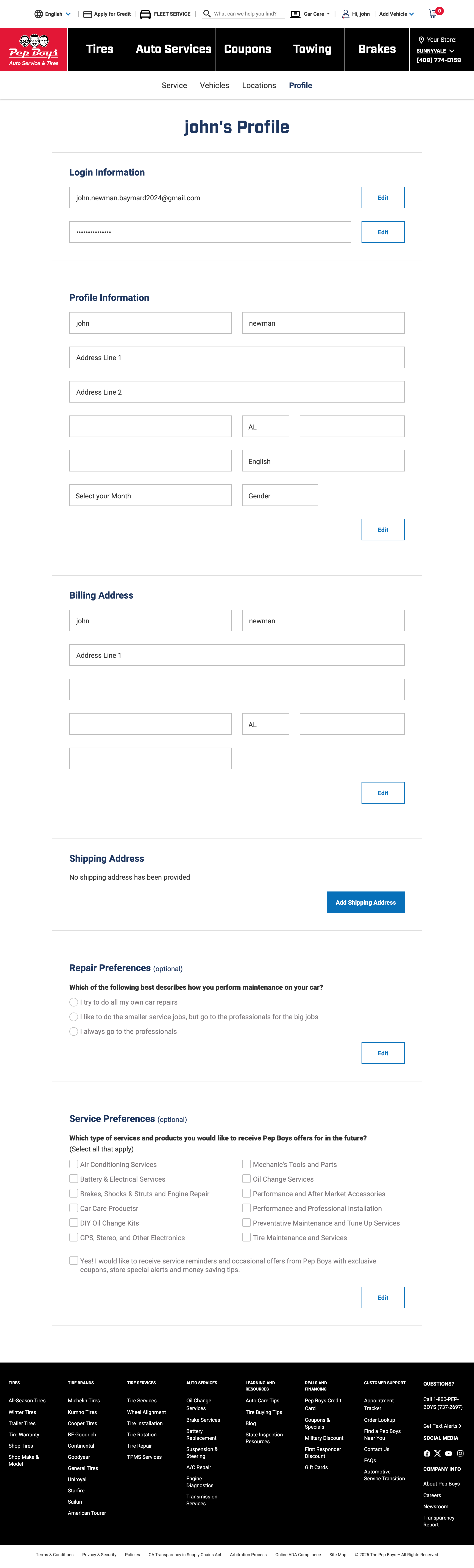 Desktop screenshot of Pep Boys