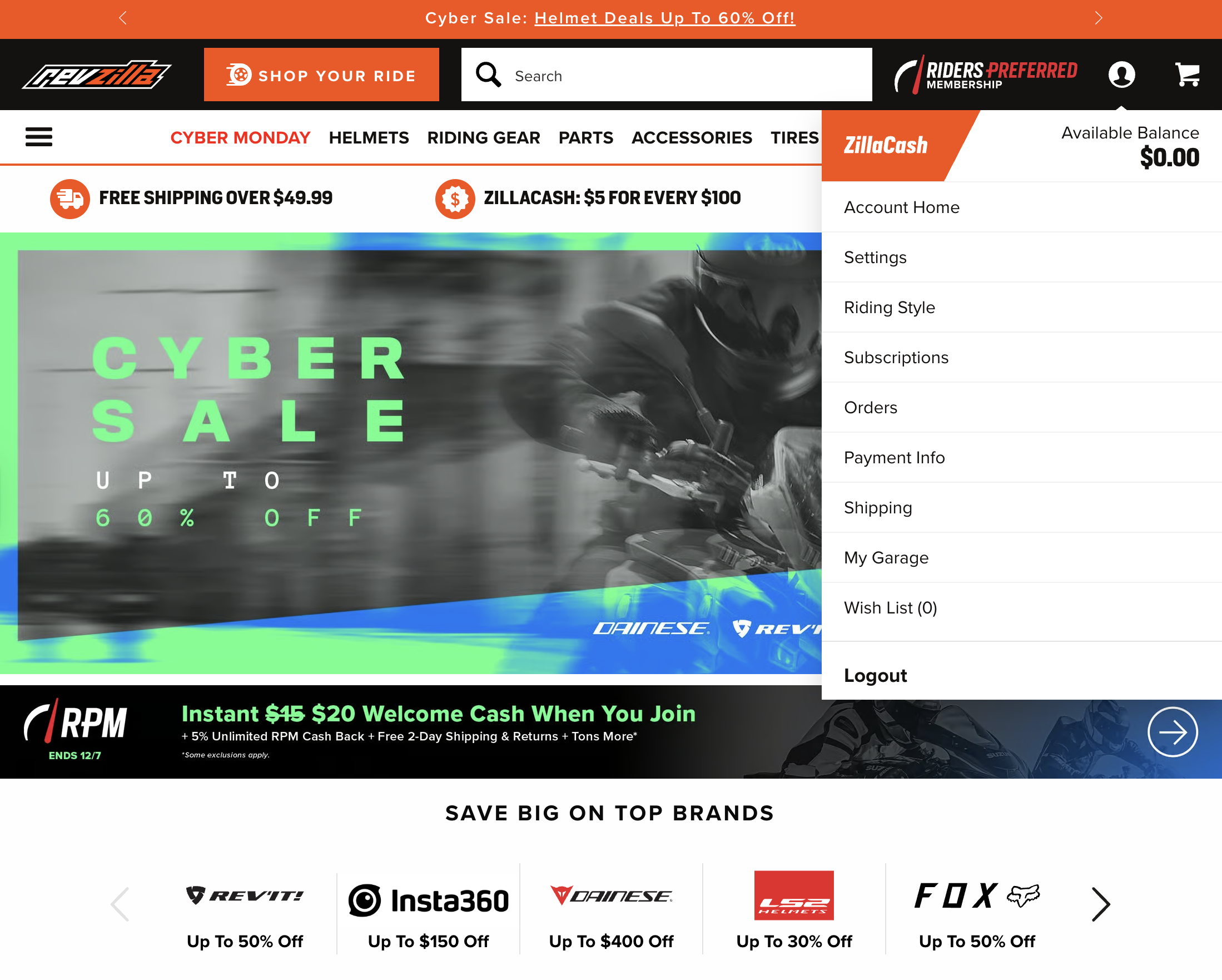 Desktop screenshot of RevZilla