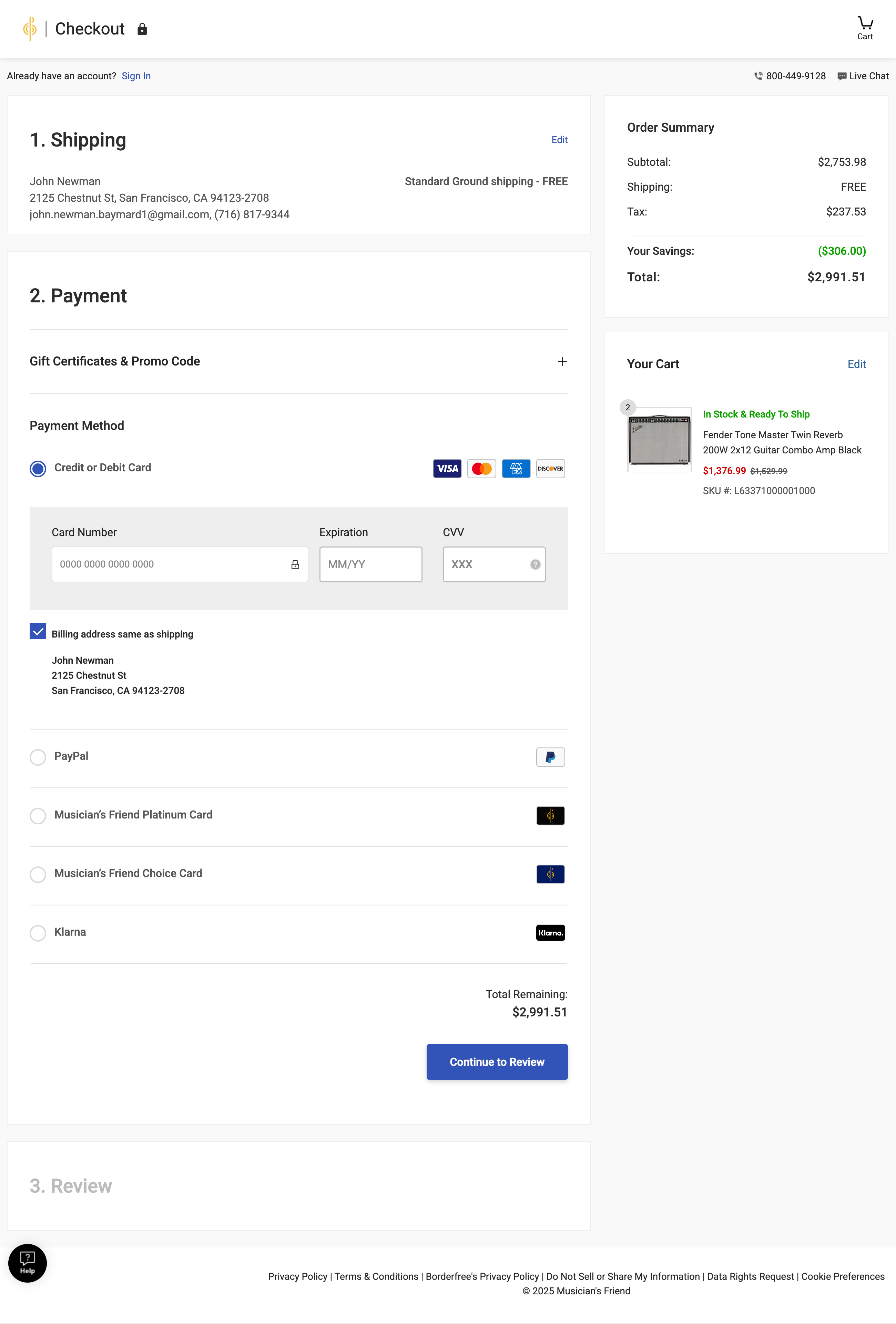 Desktop screenshot of Musician’s Friend