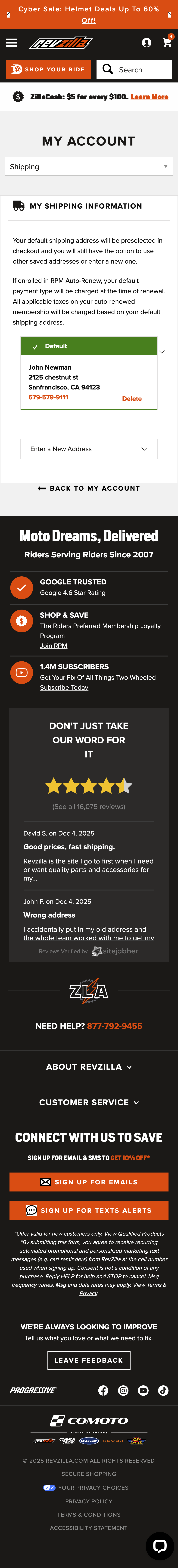 Mobile screenshot of RevZilla