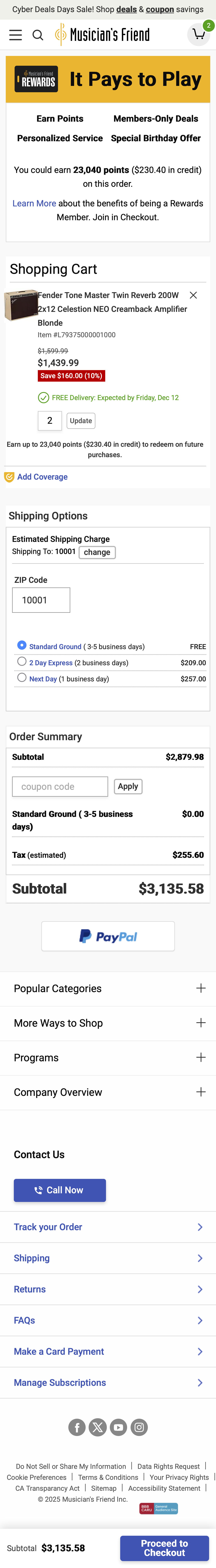 Mobile screenshot of Musician’s Friend
