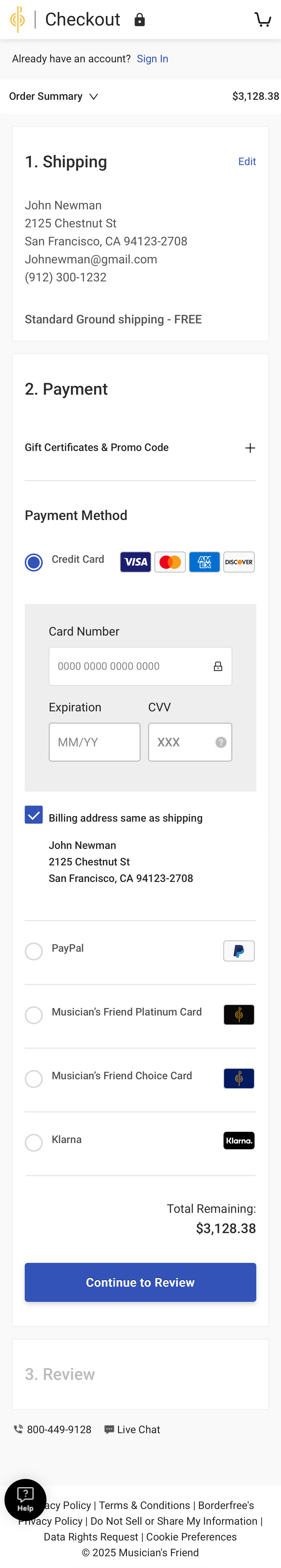 Mobile screenshot of Musician’s Friend