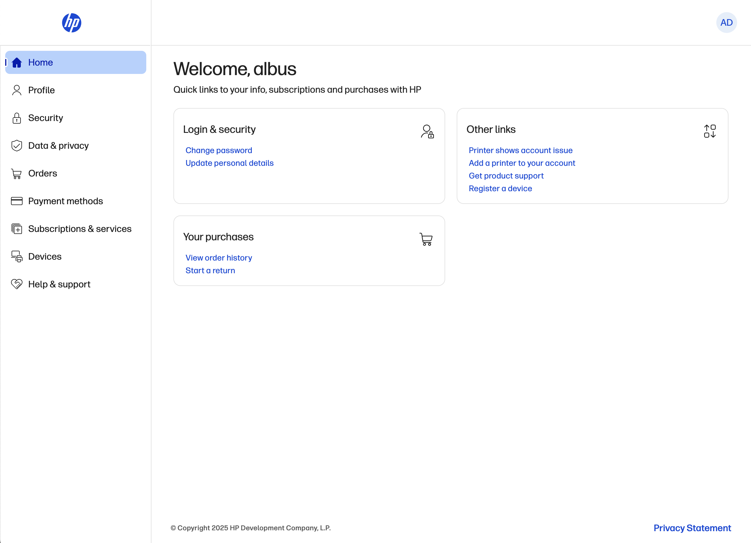 Desktop screenshot of HP