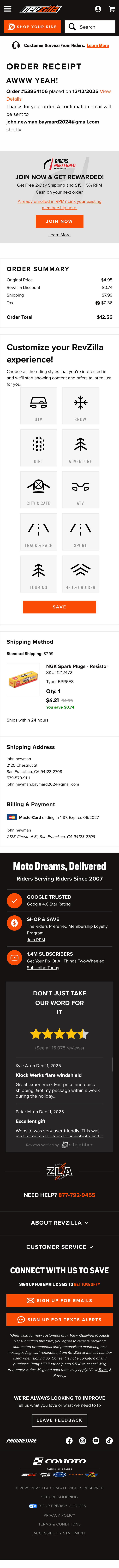 Mobile screenshot of RevZilla