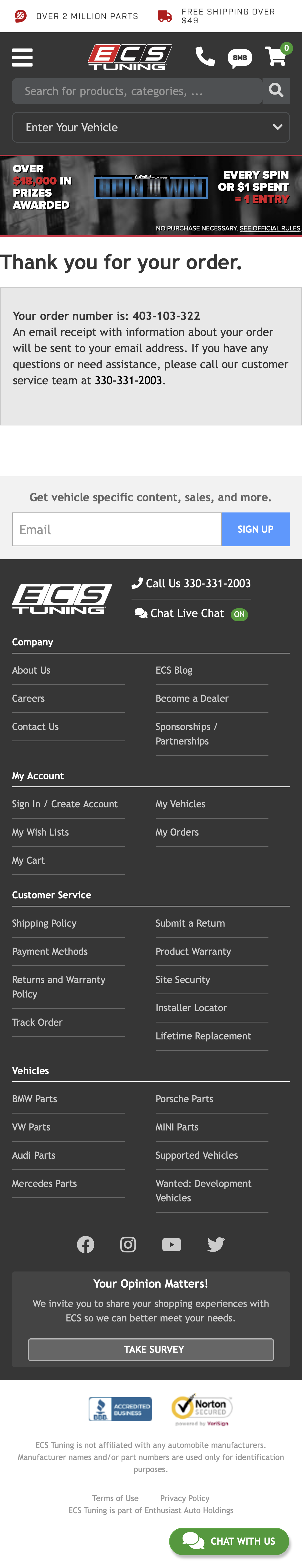 Mobile screenshot of ECS Tuning