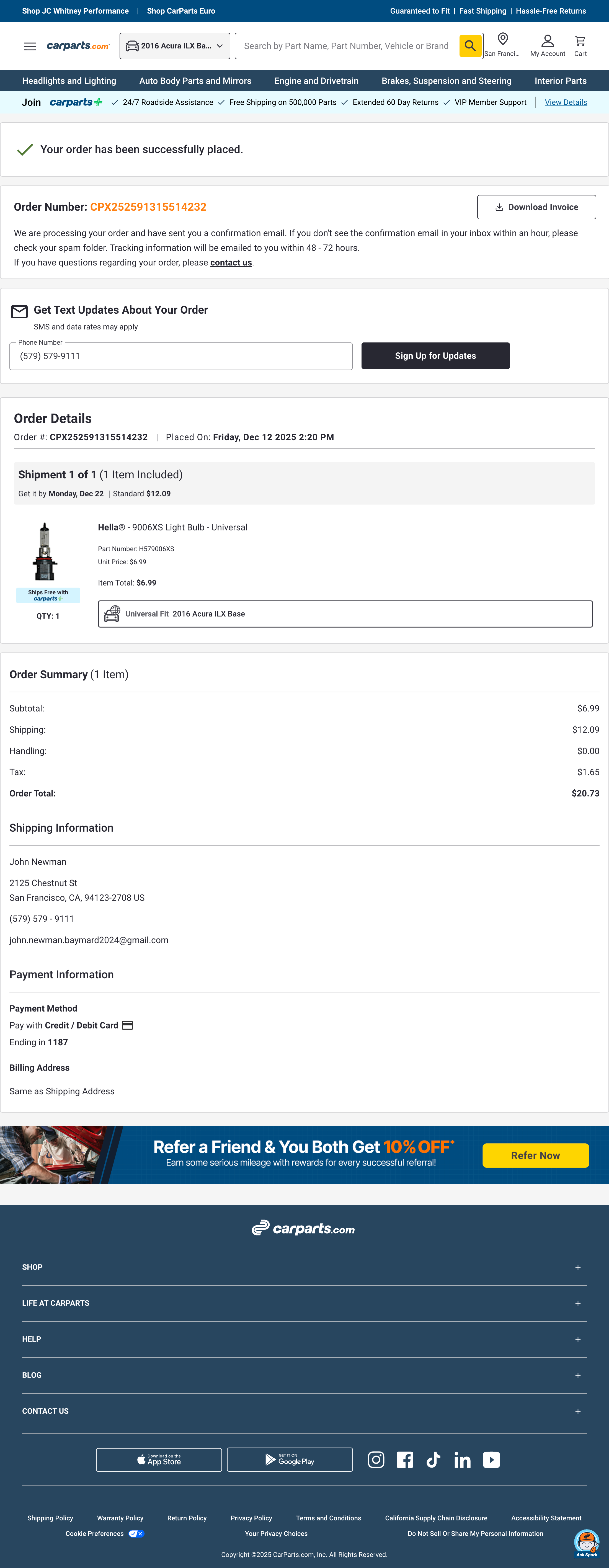 Desktop screenshot of CarParts.com