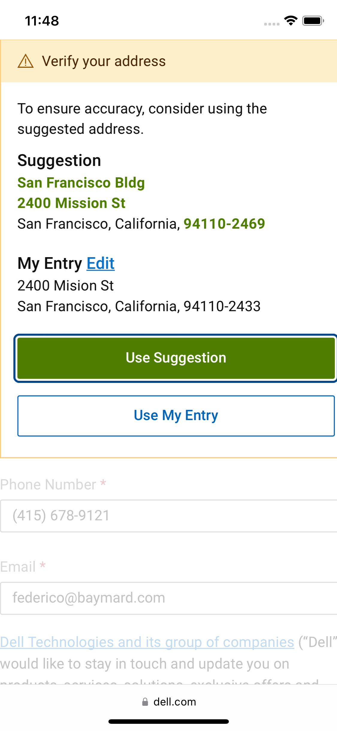 Mobile screenshot of Dell