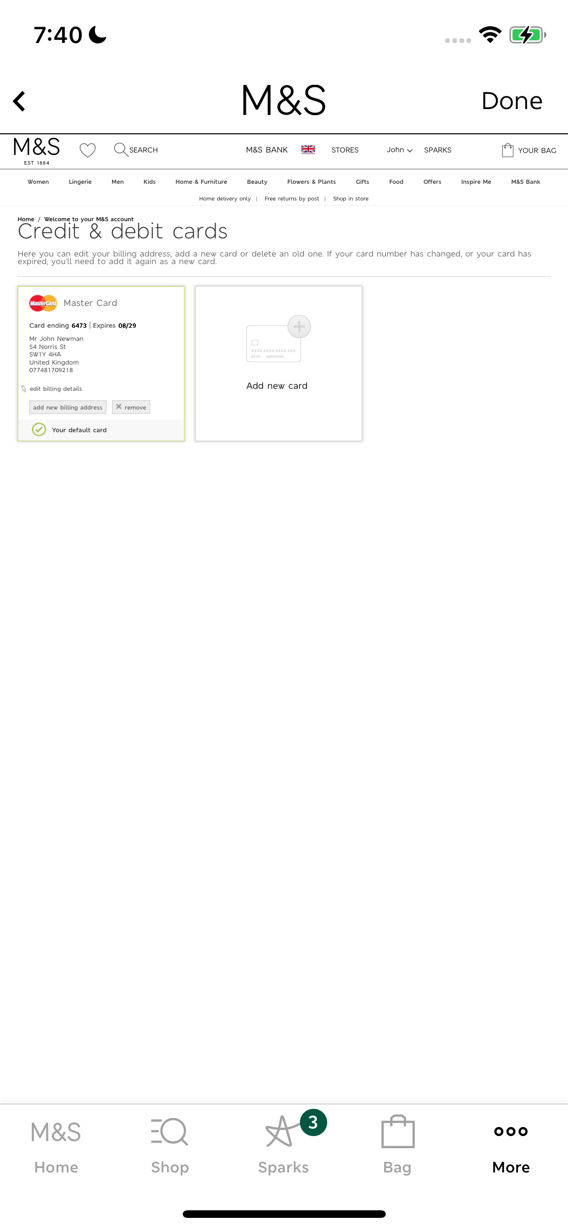 Mobile screenshot of Marks & Spencer