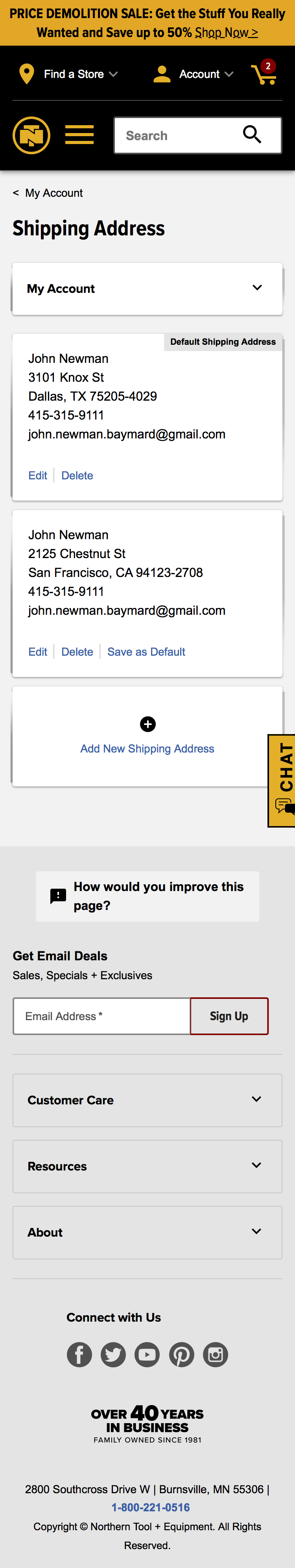 Mobile screenshot of Northern Tool