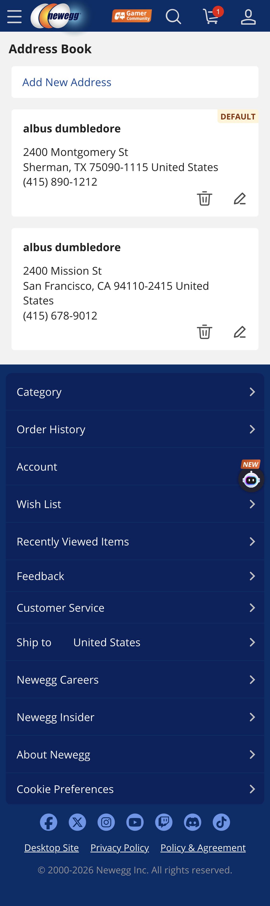 Mobile screenshot of Newegg