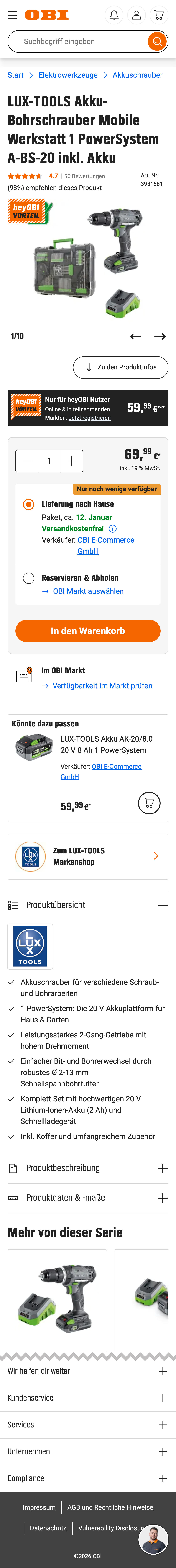 Mobile screenshot of OBI