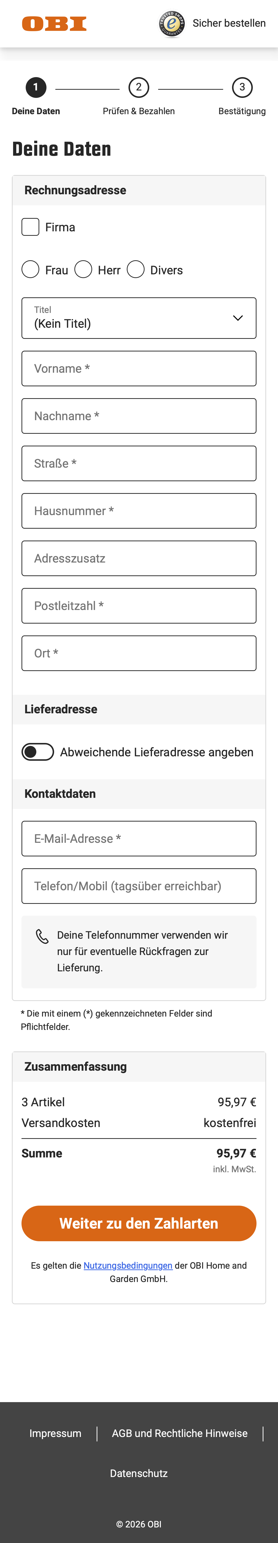 Mobile screenshot of OBI