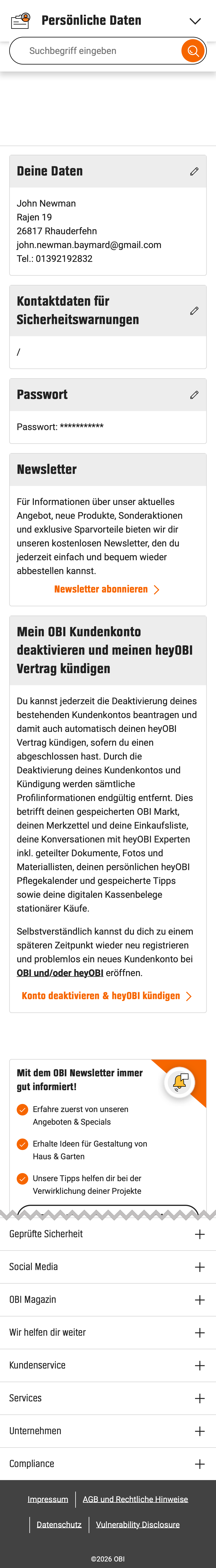 Mobile screenshot of OBI