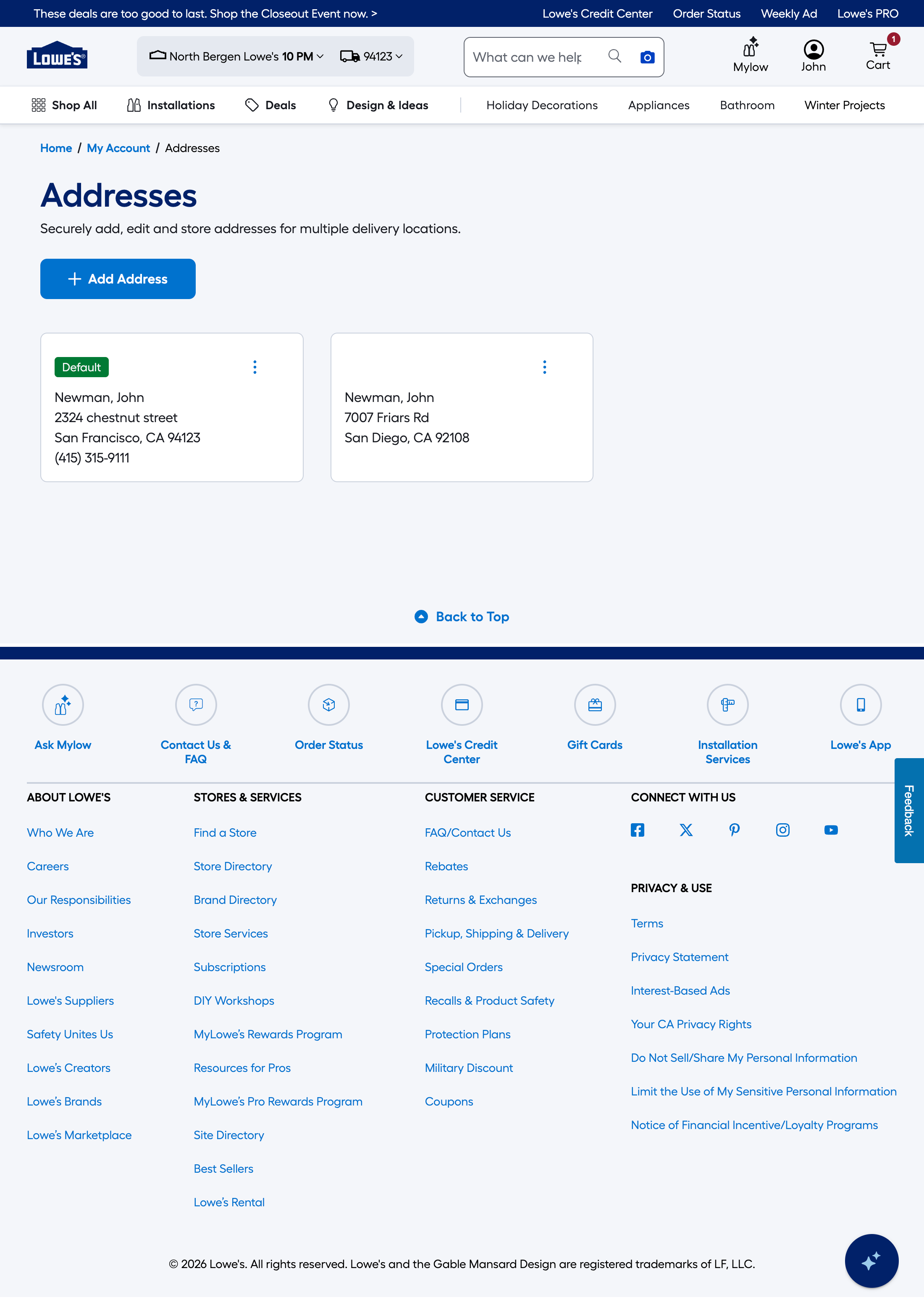 Desktop screenshot of Lowe’s