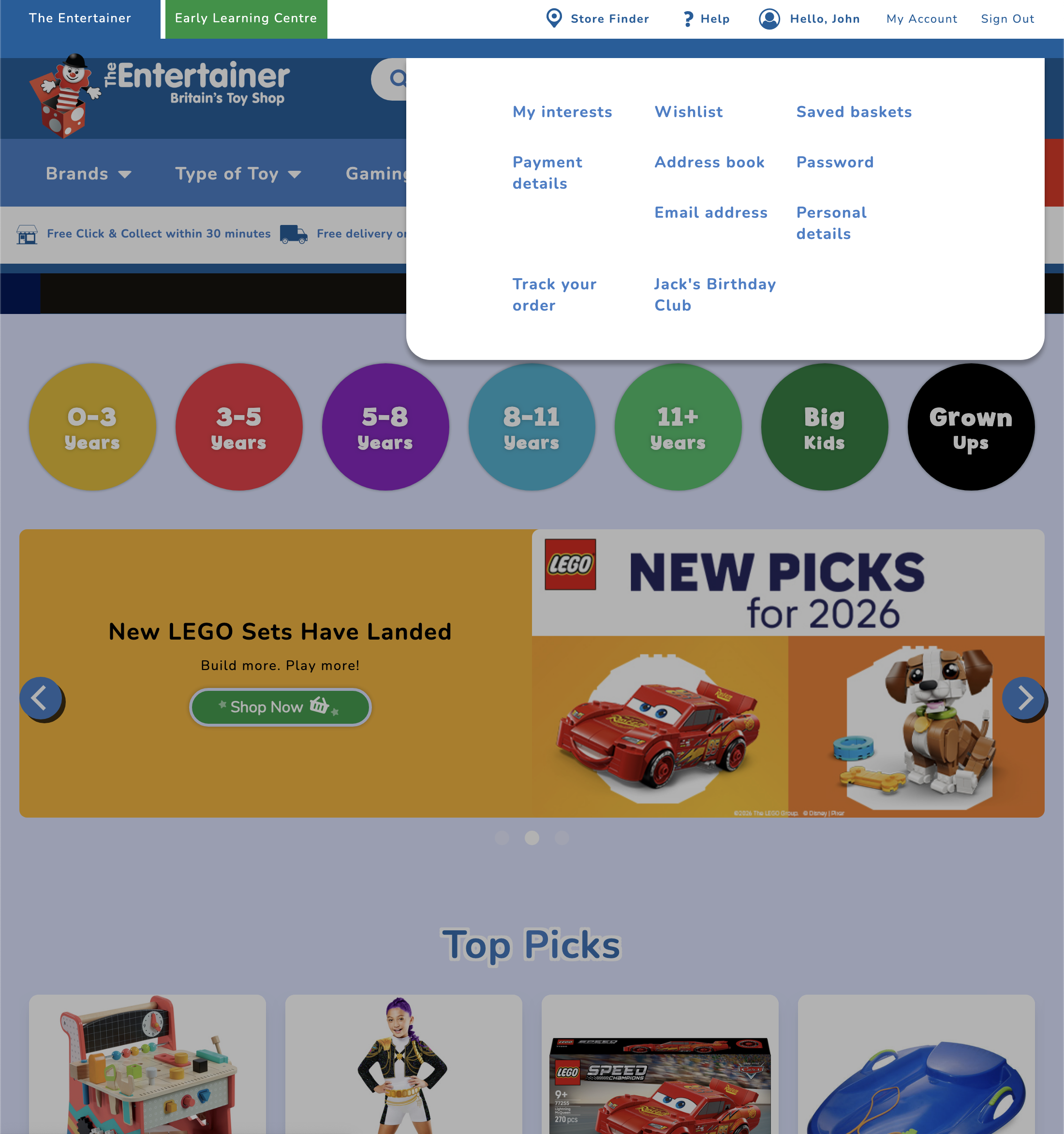 Desktop screenshot of The Entertainer (TheToyShop.com)