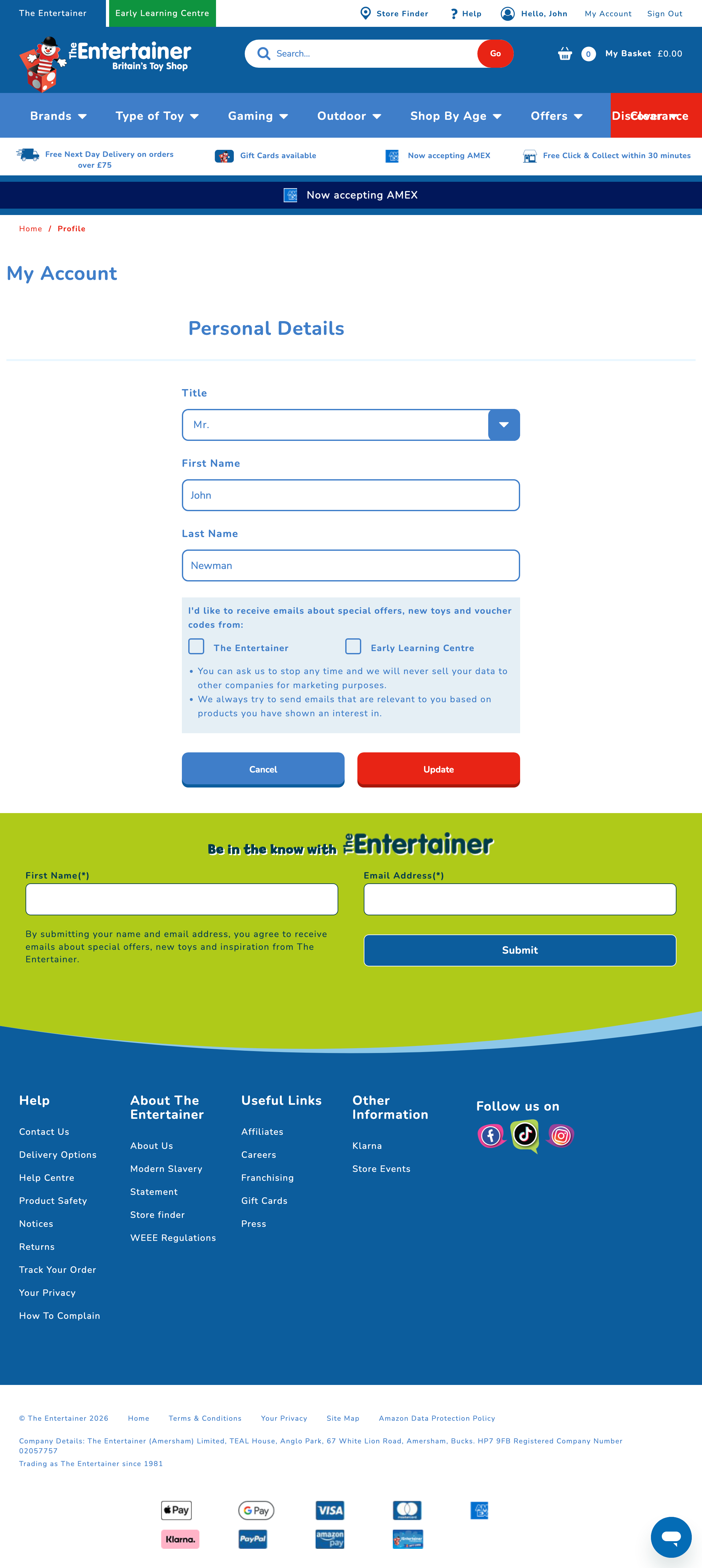 Desktop screenshot of The Entertainer (TheToyShop.com)