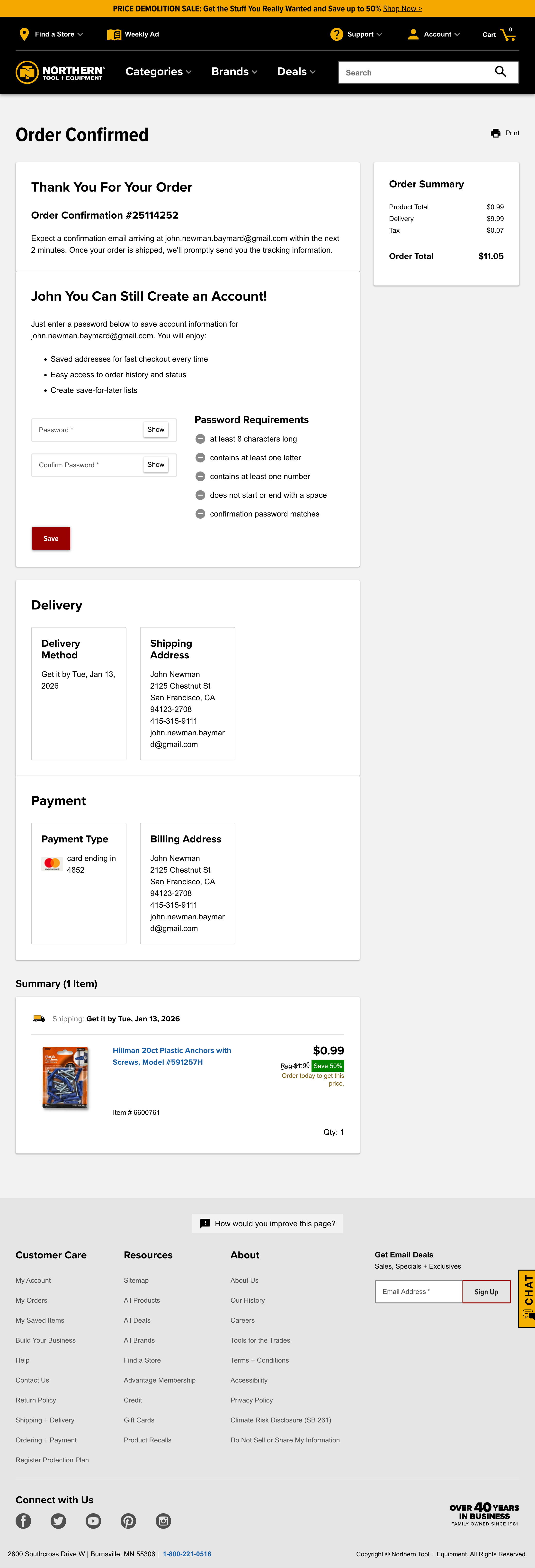 Desktop screenshot of Northern Tool