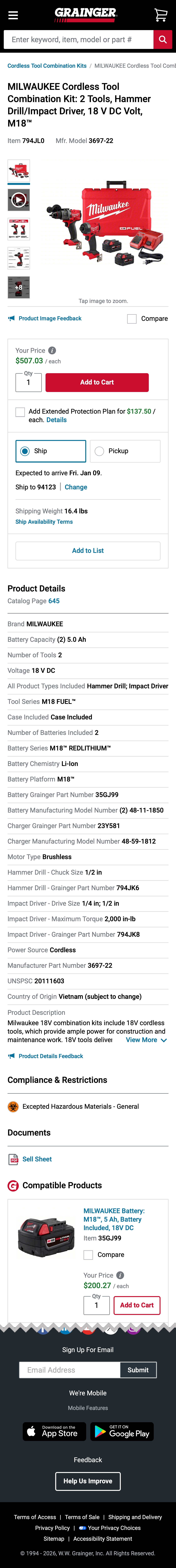 Mobile screenshot of Grainger