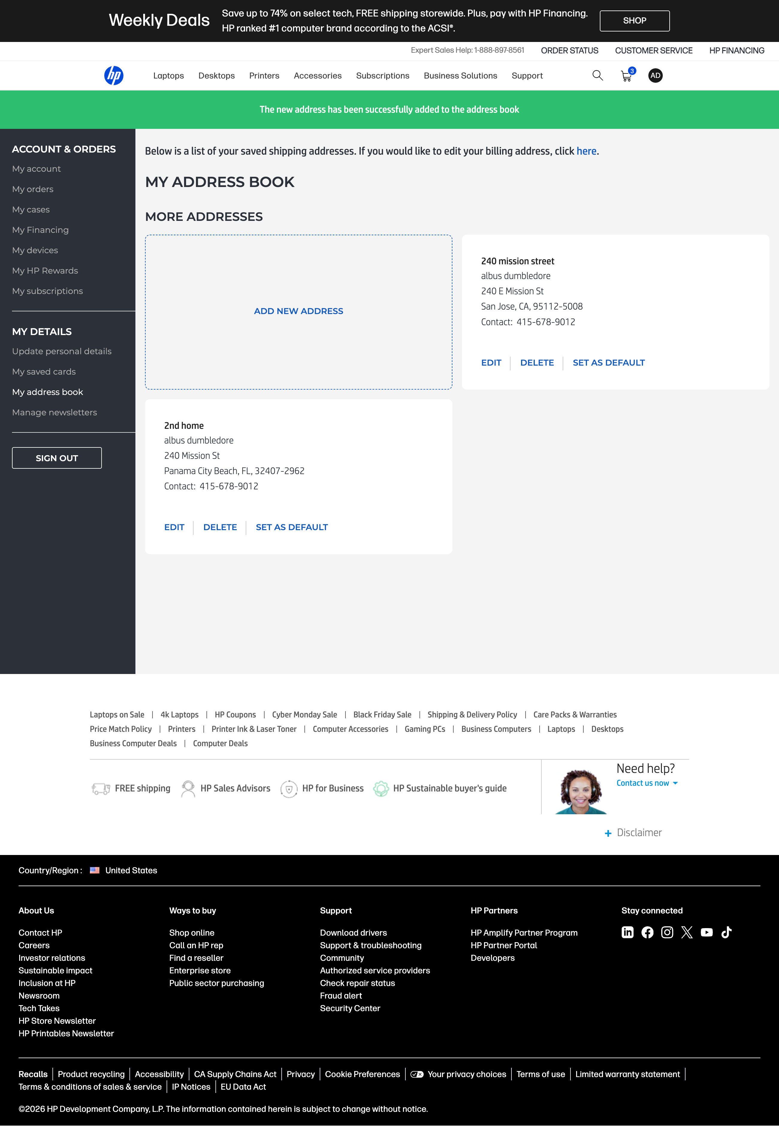 Desktop screenshot of HP