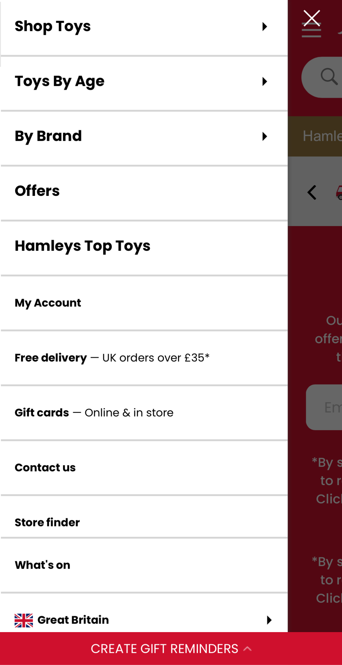 Mobile screenshot of Hamleys