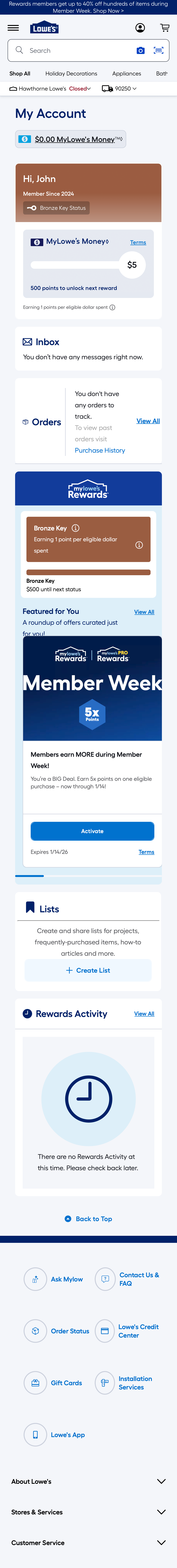 Mobile screenshot of Lowe’s