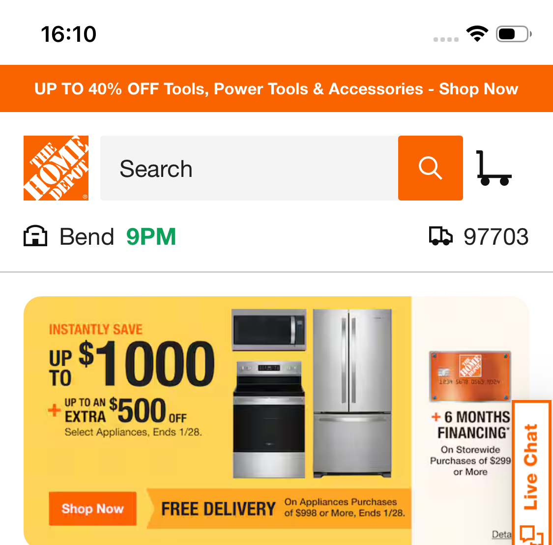 Mobile screenshot of Home Depot