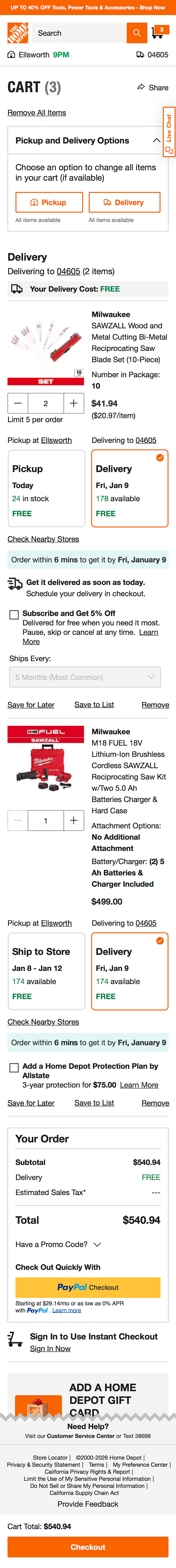 Mobile screenshot of Home Depot