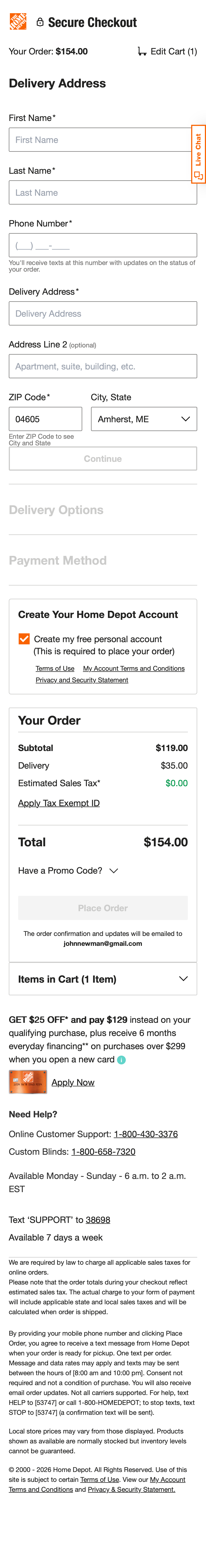 Mobile screenshot of Home Depot