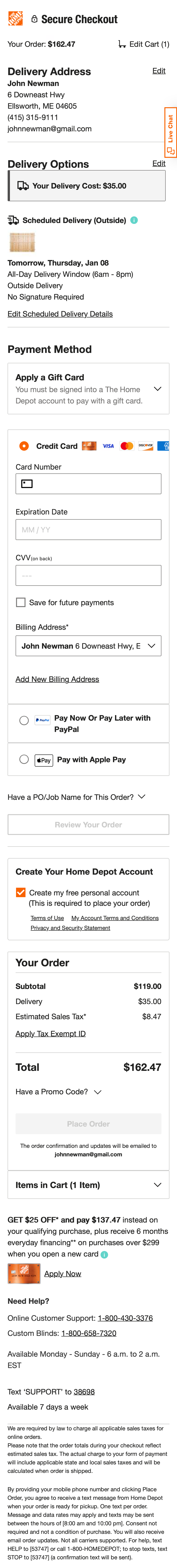Mobile screenshot of Home Depot
