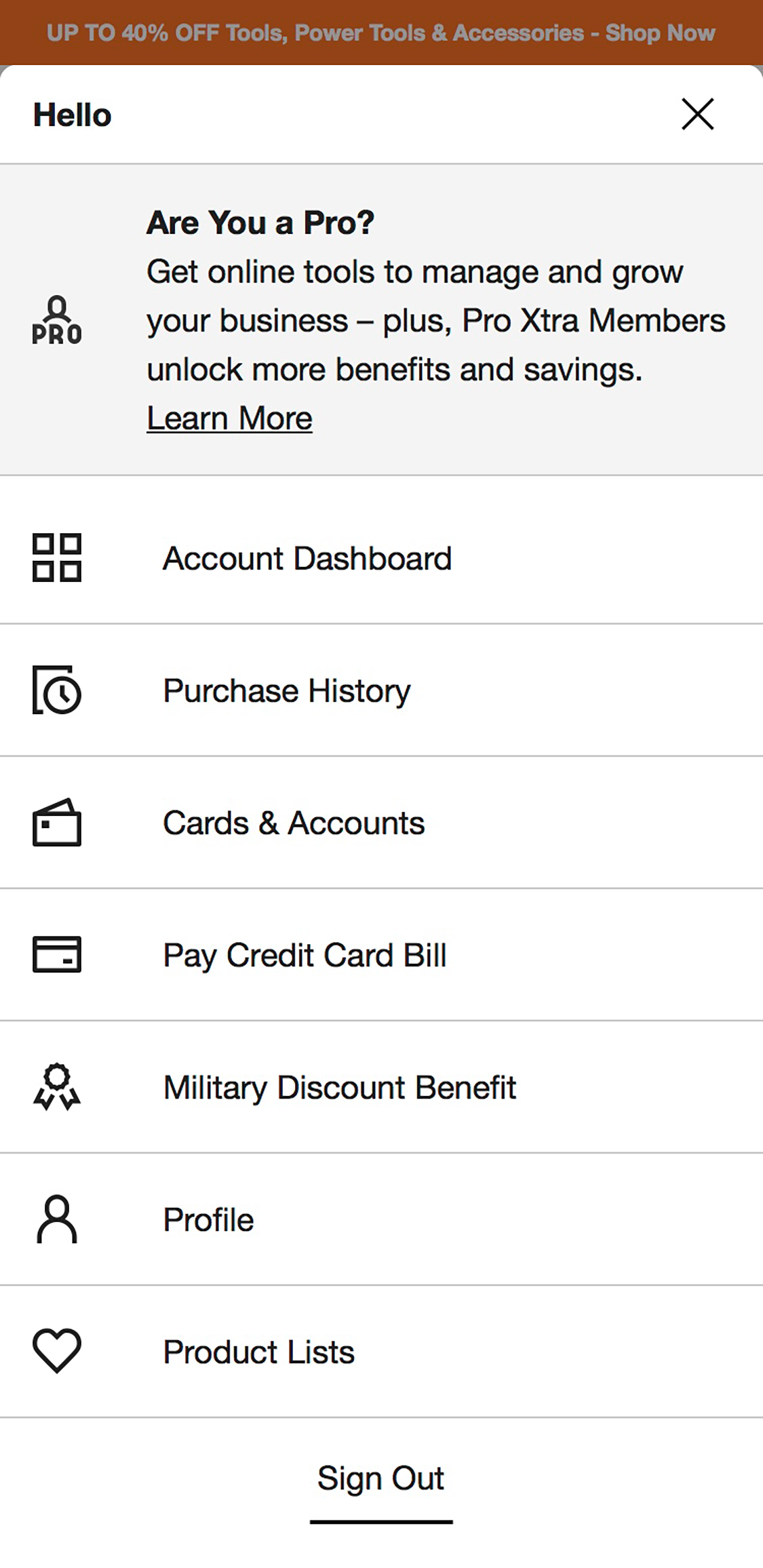 Mobile screenshot of Home Depot
