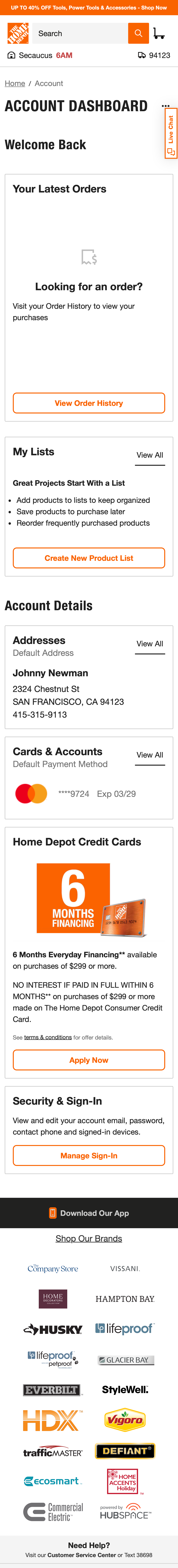 Mobile screenshot of Home Depot