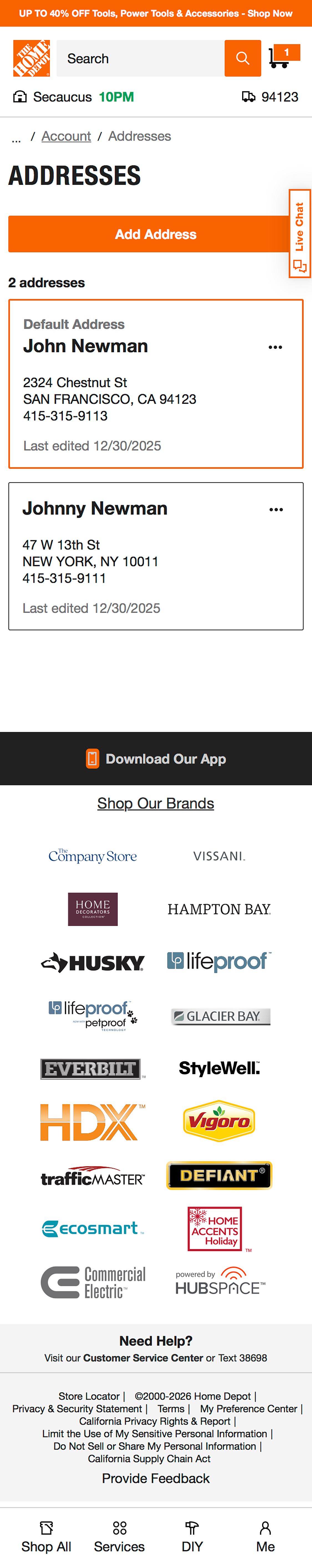 Mobile screenshot of Home Depot