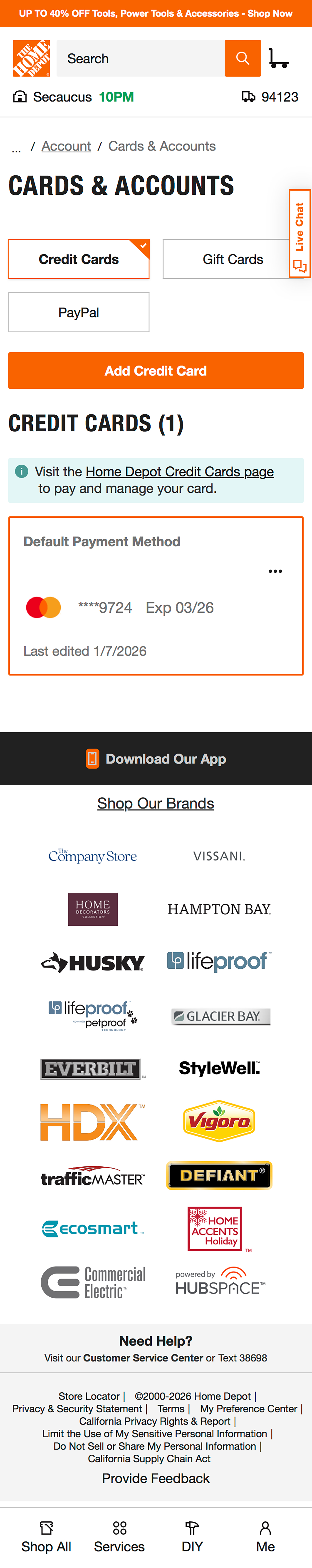 Mobile screenshot of Home Depot