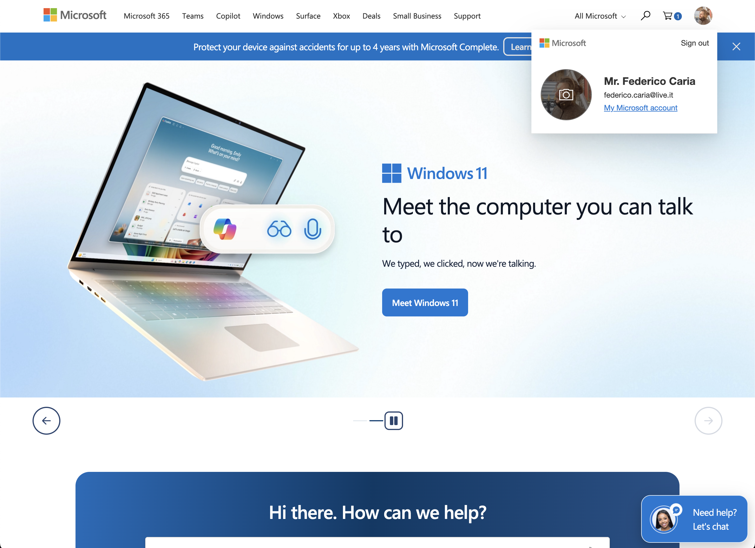 Desktop screenshot of Microsoft